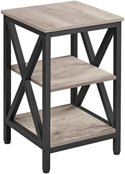 Yaheetech Industrial End Tables Set Of 2, 3-Tier Side Tables With Storage Shelves For Living Room, X Design Sofa Tables, Strong Metal Frame, Easy Assembly, 16x16x24.5 In, Gray -Safavieh Furniture 41TLGoQvkaL. AC