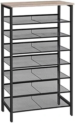 HOOBRO 8-Tier Shoe Rack, Large Capacity Shoe Shelf, Stable And Sturdy, Shoe Storage Organizer With Flat & Slant Adjustable Metal Shelves, For 21-28 Pairs Of Shoes, Space Saver, Sturdy BF18XJ01 -Safavieh Furniture 41TRyaoce9L. AC