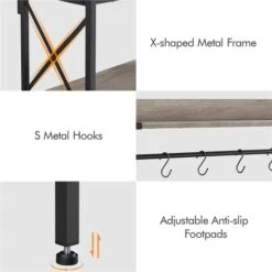 GENERIC 4-Tier Bakers Rack Kitchen Storage Shelf With S-Hooks, NTT 364 (Gray) -Safavieh Furniture 41TXwN57y8L