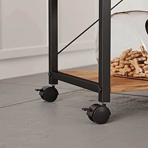 CubiCubi Baker's Rack Kitchen Cart, 3-Tier Utility Microwave Oven Rack On Wheels, Coffee Cart With Storage And 10 Hooks, Fir Brown 5 CubiCubi Baker's Rack Kitchen Cart, 3-Tier Utility Microwave Oven Rack On Wheels, Coffee Cart With Storage And 10 Hooks, Fir Brown - Image 5