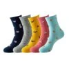 5 Pairs Of Winter Cute Cartoon Socks Color Matching Warmth Socks Mid Stockings Bilateral Knee High Compression Stockings (Multicolor, One Size)