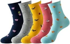 5 Pairs Of Winter Cute Cartoon Socks Color Matching Warmth Socks Mid Stockings Bilateral Knee High Compression Stockings (Multicolor, One Size) -Safavieh Furniture 41Tcuko671L. AC