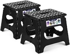 Delxo 16” Folding Step Stool In Black,1 Pack Premium Heavy Duty Foldable Stool For Adults,Portable Collapsible Plastic Step Stool,Non Slip Folding Stools For Kitchen Bathroom Bedroom Up To 400LBS -Safavieh Furniture 41Tj2CdmMlS. AC
