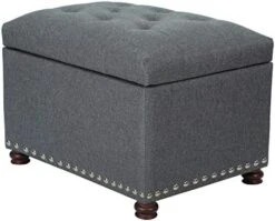 Joveco 24" Ottoman With Storage For Living Room Rectangular Fabric Tufted Bench Footrest - Light Grey -Safavieh Furniture 41TkEyVQg2L. AC