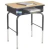 ECR4Kids 24in X 18in Adjustable Open Front Student W/Metal Book Box Desk, Maple And Black