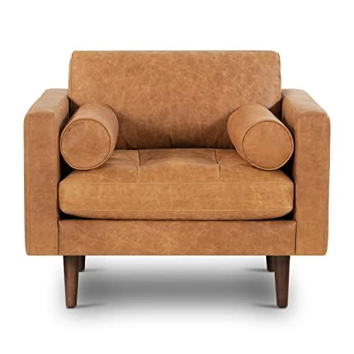 POLY & BARK Napa Lounge Chair In Full-Grain Pure-Aniline Italian Tanned Leather In Cognac Tan 3 POLY & BARK Napa Lounge Chair In Full-Grain Pure-Aniline Italian Tanned Leather In Cognac Tan - Image 3