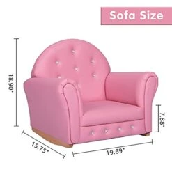 Kinsuite Children’s Sofa Rocking Chair, Cute PU Soft Leather Sofa, Crystal Embedded In The Sofa, High-Back Armrests, Suitable For Girls Kids Litter Princesses And Babies, Pink -Safavieh Furniture 41TrOlcBt5S