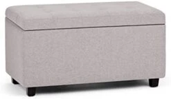 SIMPLIHOME Cosmopolitan 34 Inch Wide Rectangle Lift Top Storage Ottoman In Upholstered Stone Grey Tufted Faux Leather, Footrest Stool, Coffee Table For The Living Room, Bedroom And Kids Room -Safavieh Furniture 41Tsla16I8L. AC