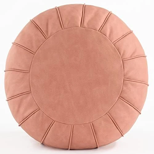 C COMFORTLAND Unstuffed Faux Leather Ottoman Pouf, Round Foot Rest Poof Ottomans, Floor Foot Stool Poufs, Bean Bag Chair Cover With Storage For Living Room, Bedroom, Or Wedding Gifts Orange 7 C COMFORTLAND Unstuffed Faux Leather Ottoman Pouf, Round Foot Rest Poof Ottomans, Floor Foot Stool Poufs, Bean Bag Chair Cover With Storage For Living Room, Bedroom, Or Wedding Gifts Orange - Image 7