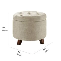 Amazon Basics Upholstered Tufted Storage Ottoman Footstool, 20"H, Burlap Beige -Safavieh Furniture 41U6zJ6hlkL