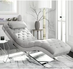 Safavieh Home Collection Monroe Grey Velvet And Chrome Chaise With Headrest Pillow 8 Safavieh Home Collection Monroe Grey Velvet And Chrome Chaise With Headrest Pillow -Safavieh Furniture 41U9lp679L. AC