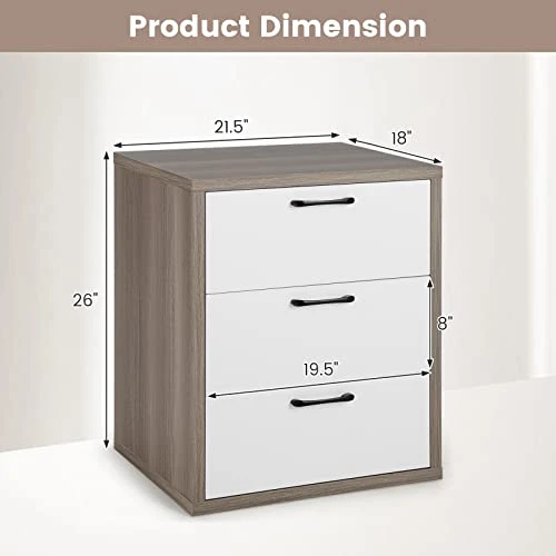 3-Drawer Dresser, Modern Chest Of Drawers, Floor Wooden Storage Organizer With 3 Pull-Out Drawers, Freestanding Utility Storage Cabinet For Living Room, Bedroom, Entryway, Study, Grey & White 3 3-Drawer Dresser, Modern Chest Of Drawers, Floor Wooden Storage Organizer With 3 Pull-Out Drawers, Freestanding Utility Storage Cabinet For Living Room, Bedroom, Entryway, Study, Grey & White - Image 3