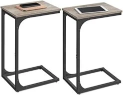 VASAGLE C-Shaped End Table, Small Side Table For Couch, Sofa Table With Metal Frame For Living Room, Bedroom, Bedside, Rustic Brown And Black -Safavieh Furniture 41UDED4OmL. AC