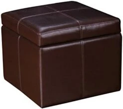Decent Home Leather Storage Ottoman Foot Rest Stool With Nailhead Trim (Dark Brown) -Safavieh Furniture 41UF0X3O4qL. AC