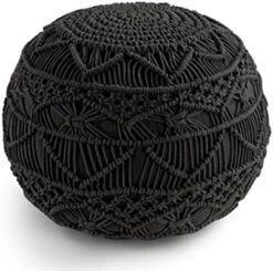 Pouf Ottoman - Hand Knitted Macrame Ottoman Pouf, Large Pouf Ottoman Foot Rest For Couch, 100% Cotton Cord, Poufs For Living Room, Floor Pouf Ottoman - 20 Diameter X 14 Height - Pure Natural -Safavieh Furniture 41URhKLFKHL. AC