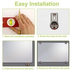 UFURMATE Mirror Clips, 4Pcs Round Bathroom Mirror Supports Wall Mounted Metal Mirror Brackets Glass Mirror Hanging Holder Kit For 4-6mm Thick Frameless Mirror -Safavieh Furniture 41USfwBcPdL