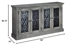 Signature Design By Ashley Mirimyn Vintage 65" 4-Door Accent Cabinet With Clear Glass Inlay And 2 Adjustable Shelves, Gray -Safavieh Furniture 41UTQIee8yL