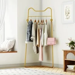 HKaikzo Double-pole Coat Rack Freestanding, Modern Metal Coat Racks Hanger Stand With 5 Hooks And Natural Marble Base, For Bedroom, Office, Hallway, Entryway, Living Room Gold… -Safavieh Furniture 41UUyNbzlBL. AC
