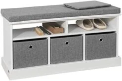 Haotian FSR65-DG, Grey 3 Baskets Hallway Bedroom Storage Bench With Seat Cushion, Shoe Bench, Shoe Rack, Shoe Cabinet 22 Haotian FSR65-DG, Grey 3 Baskets Hallway Bedroom Storage Bench With Seat Cushion, Shoe Bench, Shoe Rack, Shoe Cabinet -Safavieh Furniture 41UWWmnZyJL. AC