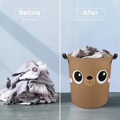 HoaMoya Collapsible Cartoon Bear Face Laundry Hamper Cute Animal Face Nursery Hamper Large Waterproof Clothes Toy Storage Basket Bin For Kids Boys Girls Bedroom Bathroom -Safavieh Furniture 41Udg6H1CxL