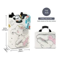 Collapsible Laundry Basket Cartoon Elephant Little Star Laundry Hamper Large Cloth Hamper Laundry Organizer Holder With Handle -Safavieh Furniture 41UhJFq5FVL