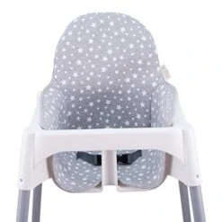 JYOKO Kids High Chair Cushion Compatible With IKEA Antilop Made Cotton 100% (White Star)