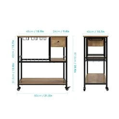 URKNO Bar Cart For Home, Mobile Kitchen Baker's Rack With Drawer, Industrial Wine Cart Microwave Stands With Wine Rack, Glass Holder, Hooks, Rustic Brown 12 URKNO Bar Cart For Home, Mobile Kitchen Baker's Rack With Drawer, Industrial Wine Cart Microwave Stands With Wine Rack, Glass Holder, Hooks, Rustic Brown -Safavieh Furniture 41UkGfiy4IL