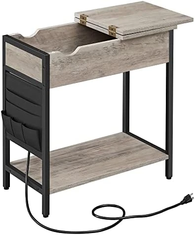VASAGLE Side Table With Storage, End Table With USB Ports And Outlets, Nightstand With Charging Station, Fabric Bags, For Living Room, Bedroom, Rustic Brown And Black ULET310B01V1 8 VASAGLE Side Table With Storage, End Table With USB Ports And Outlets, Nightstand With Charging Station, Fabric Bags, For Living Room, Bedroom, Rustic Brown And Black ULET310B01V1 - Image 8