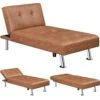 Yaheetech Faux Leather Sectional Sofa Couch Sectional Living Room Furniture Set Convertible Futon Sofa Beds With Chaise Lounge, Brown