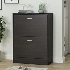 AIEGLE Shoe Cabinet With 2 Flip Drawers For Entryway, Freestanding Shoe Rack Shoe Organiazer With Adjustable Shelf, Shoe Storage Cabinet, Black Walnut (23.6" W X 9.4" D X 31.4" H) 15 AIEGLE Shoe Cabinet With 2 Flip Drawers For Entryway, Freestanding Shoe Rack Shoe Organiazer With Adjustable Shelf, Shoe Storage Cabinet, Black Walnut (23.6" W X 9.4" D X 31.4" H) -Safavieh Furniture 41V564K5fqL
