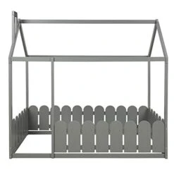 Merax Twin Size Wooden House Bed Frame With Fence-Shaped Guardrail For Teens, Girls, Boys, Gray 9 Merax Twin Size Wooden House Bed Frame With Fence-Shaped Guardrail For Teens, Girls, Boys, Gray -Safavieh Furniture 41V6W3VZB7L