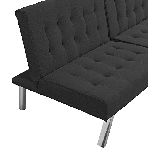 NewCosmos Wood Frame, Stainless Leg, FUTON, Sofa Bed Black 5 NewCosmos Wood Frame, Stainless Leg, FUTON, Sofa Bed Black - Image 5