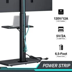 Greenstell TV Stand With Power Outlet & AV Shelf, Universal Floor TV Stand For 32-70 Inch, Swivel Tall TV Stand, Holds Up To 110 LBs,Height Adjustable And Soild Wood Base, Max VESA 600x400mm,Black -Safavieh Furniture 41VIY3x3n8L