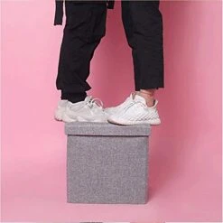 DOUBAO Foldable Storage Stool Storage Baskets Fabric Storage Box Use As A Stool Bedroom Living Room Footrest Laundry Basket 30 * 30 * 30 (Color : Black) -Safavieh Furniture 41VJ7O56hqL