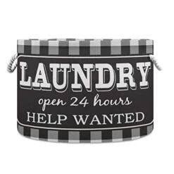 Round Storage Basket, Waterproof Coating Laundry Hamper With Handles, Nursery Bin Organizer For Laundry Room, Home Decor, Baby Toys, Blankets - 20" X 14"