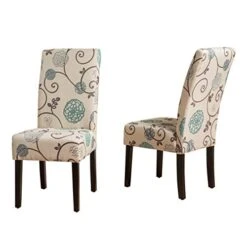 Christopher Knight Home Arabella Fabric Club Chair, White And Blue Floral & Pertica Fabric Dining Chairs, 2-Pcs Set, White And Blue Floral -Safavieh Furniture 41VRcOMVriL