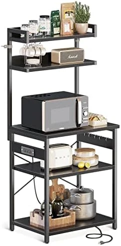 ODK Bakers Rack With Power Outlet, Microwave Stand With Storage 5-Tiers, Kitchen Rack Storage Shelf 16.5 * 23.6 * 59 Inches,Coffee Bar Microwave Rack,Rustic Brown 8 ODK Bakers Rack With Power Outlet, Microwave Stand With Storage 5-Tiers, Kitchen Rack Storage Shelf 16.5 * 23.6 * 59 Inches,Coffee Bar Microwave Rack,Rustic Brown - Image 8