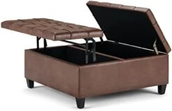 SIMPLIHOME Harrison 36 Inch Wide Square Coffee Table Lift Top Storage Ottoman In Upholstered Slate Grey Tufted Linen Look Fabric For The Living Room, Transitional -Safavieh Furniture 41VUZ7uYRhL. AC