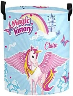 Personalized Laundry Basket Hamper,Unicorn Cloud Purple,Collapsible Storage Baskets With Handles For Kids Room,Clothes, Nursery Decor -Safavieh Furniture 41VUrRBL05L. AC