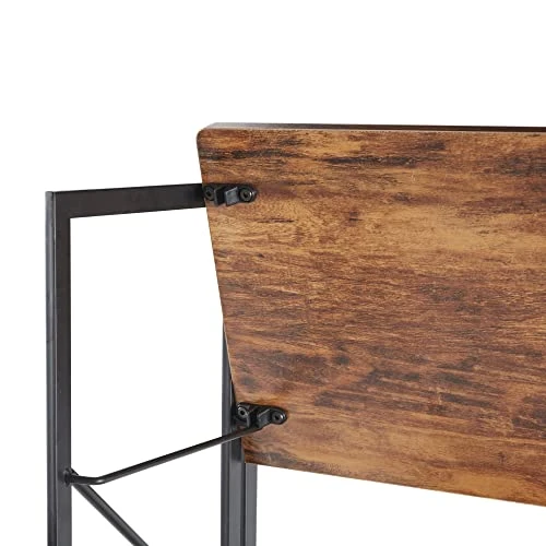 4 Tier Folding Bookshelf, Industrial Metal Book Shelf For Storage, Folding Bookcase For Organization And Storage, Rustic Wooden Metal Book Case For Living Room Office, 11.8 D X 23.6 W X 49.8 H Inches 4 4 Tier Folding Bookshelf, Industrial Metal Book Shelf For Storage, Folding Bookcase For Organization And Storage, Rustic Wooden Metal Book Case For Living Room Office, 11.8 D X 23.6 W X 49.8 H Inches - Image 4