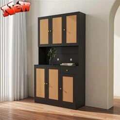 GENERIC AOMUSON New Upgrade Thicken Wood 71 Inch Tall Kitchen Pantry Cabinets, Farmhouse Freestanding Storage Cabinets Wardrobe Armoire, Kitchen Buffet Cabinet With 6 Doors, Shelves & Drawer (Walnut) -Safavieh Furniture 41VV7KE8STL. AC