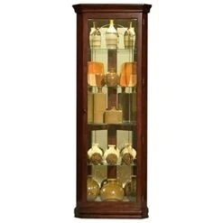 Beaumont Lane 5 Shelf Corner Curio Cabinet In Victorian Cherry