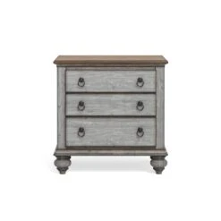 BOWERY HILL Farmhouse Weathered Gray Nightstand With Three Drawers -Safavieh Furniture 41VaCpECEZL