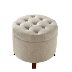 Amazon Basics Upholstered Tufted Storage Ottoman Footstool, 20"H, Burlap Beige -Safavieh Furniture 41VantoTiDL