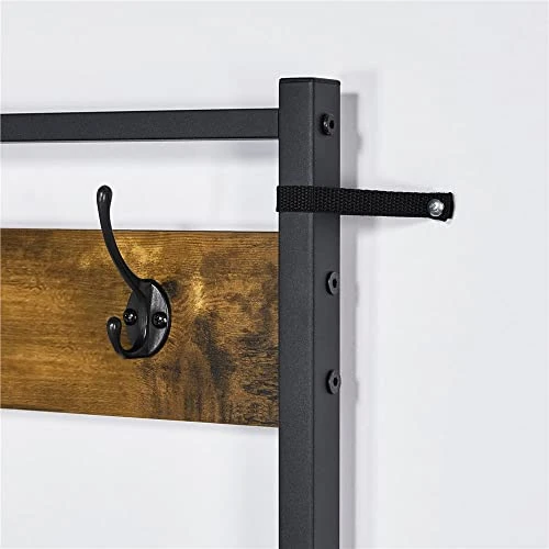 SAZAK Industrial Hall Tree With 2 Storage Shelves, Rustic Brown 5 SAZAK Industrial Hall Tree With 2 Storage Shelves, Rustic Brown - Image 5