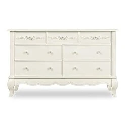 Evolur Aurora 7 Drawer Double Dresser, Ivory Lace, 54x20.3x34 Inch (Pack Of 1)