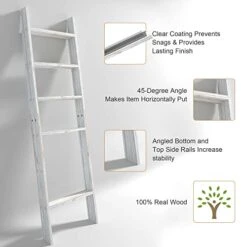 AKTOP Rustic Blanket Ladder 63 Inch, Adjustable Wood Blankets Holder Rack For Farmhouse Home Decor, 5-Tier Wall Leaning Ladders, Ladder Shelf Stand For Livingroom, Bedroom, Bathroom, Easy Assembly -Safavieh Furniture 41VfjsDJl2L