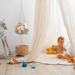 Eummy Stuffed Animal Storage Hanging Plush Toy Storage Hammock Space Saving Stuffed Animal Hammock Large Capacity Stuffed Animal Net Holder Portable Toy Storage Net Hammock 180cm(Beige)