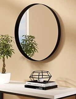 SIERSOE Black Round Bathroom Mirror, Circle Mirror 30X30, Wall Mounted Mirror For Living Room,Bedroom,Vanity