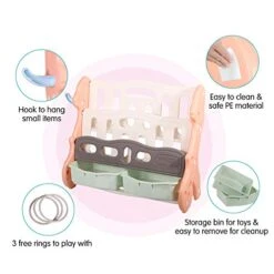 RedSwing Kids Toy Storage Organizer With Bookshelves And 2 Bins, Durable Plastic Multi-Layer Bookshelf For Playroom Bedroom, Pink -Safavieh Furniture 41W0GZabPeL